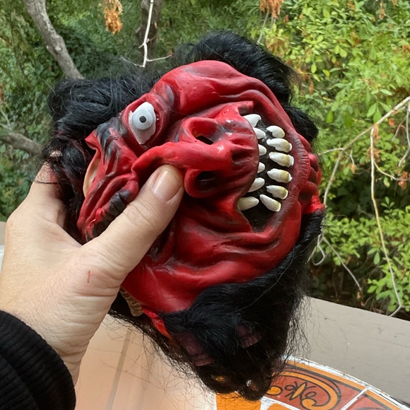 COPY - Silicone red devil face with long hair halloween costume party - Picture 8 of 11